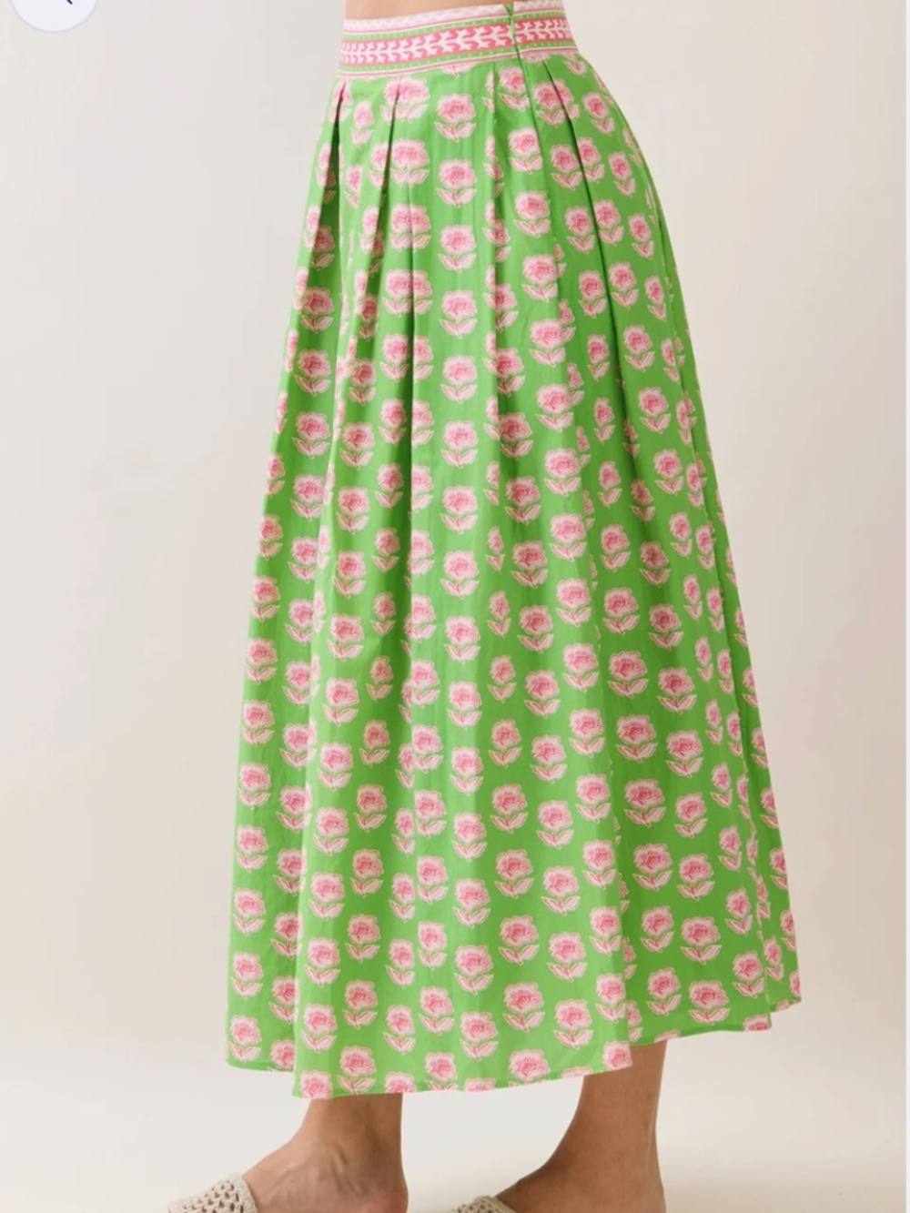 TCEC Block Print pink and Green Skirt